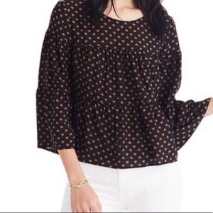 SOLD Madewell silk tiered button back blouse
